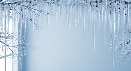 Icicles Hanging from Branches - A Winter Wonderland Scene.