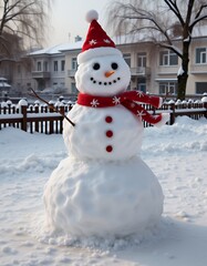 Obraz premium Christmas card snowman christmas holiday decoration winter season cute snow