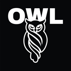 Elegant Silhouette Owl Monogram Emblem Logo