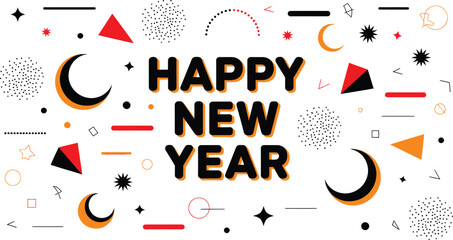 Festive new year illustration with vibrant party elements confetti and celebratory graphics