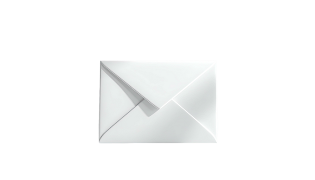 Closed, bright white envelope centered on plain, dark background