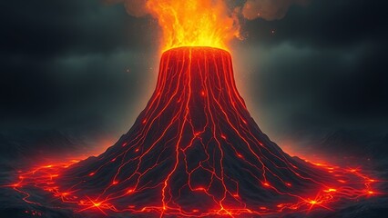 forcefields. A massive volcanic plug glowing with contained energy, restrained by geometric force fields. safety posters.