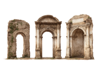 Ruins three stone arches, decaying beauty