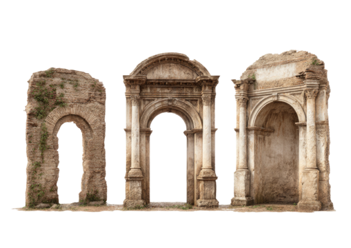 Ruins three stone arches, decaying beauty