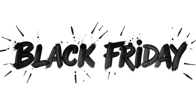 Bold Black Friday sale announcement with dynamic brushstrokes and ink splatter, perfect for marketing campaigns