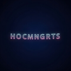 Fototapeta premium Neon HOCMNGRTS Sign on Dark Background, cyber monday,