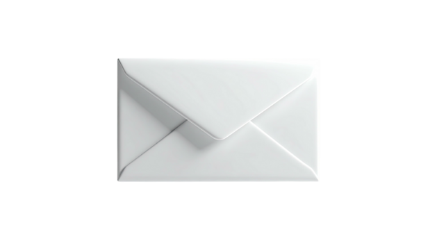 White envelope isolated on a black background, centered - Powered by Adobe