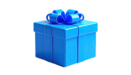 Blue gift box with bow, isolated on black background