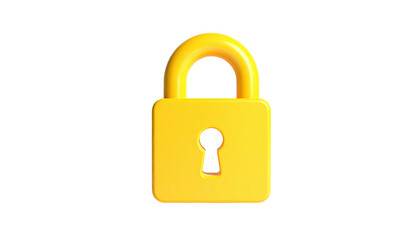 3D golden padlock with keyhole, shiny reflections, isolated