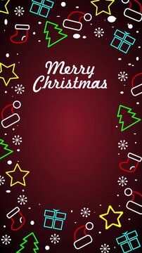 merry christmas frame with line art christmas icon deration animation video 4K