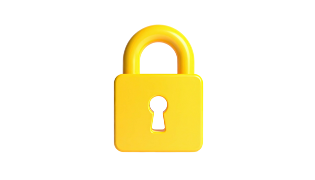 3D golden padlock with keyhole, shiny reflections, isolated - Powered by Adobe