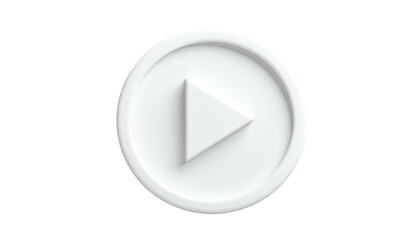 Glossy white play button against a dark background