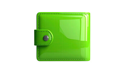 Shiny, bright-green square wallet with a single button