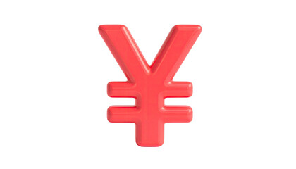 Glossy red yen symbol against a stark black background