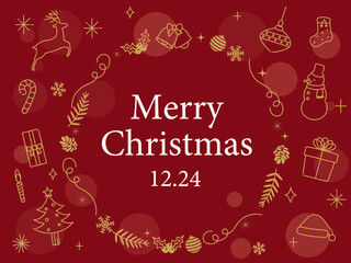 Naklejka premium おしゃれな赤色のクリスマスカードのデザイン