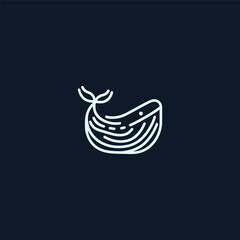 Whale line art logo representing calm power, freedom, and ocean harmony.