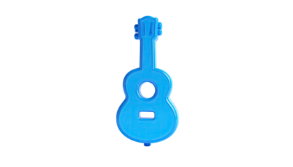 Bright blue guitar icon against black