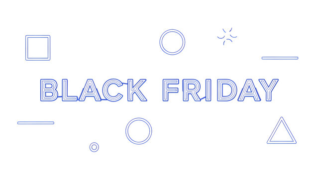 Black Friday sale announcement with modern geometric shapes, perfect for promotional material and retail marketing campaigns