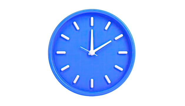 Blue clock displays 200; white hands, markers against black