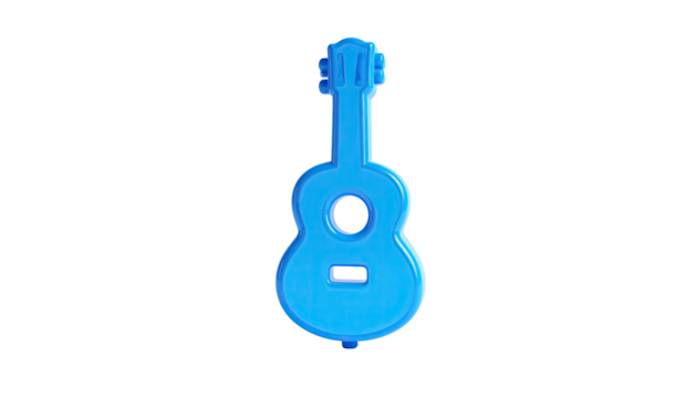 Bright blue guitar icon against black