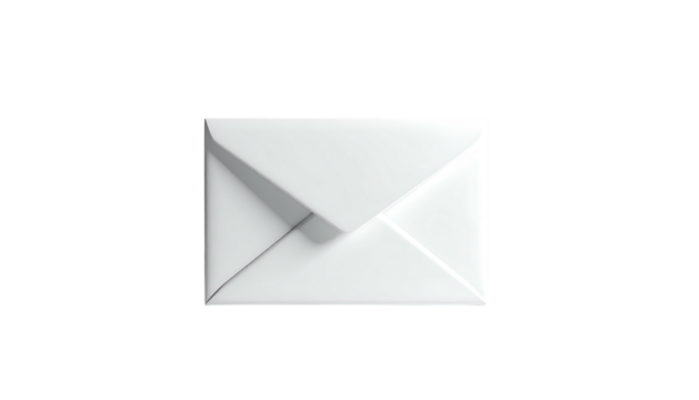White folded envelope centered on a contrasting black background