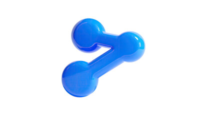 3D glossy blue arrow shares an abstract connection