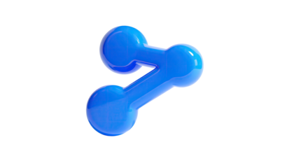 3D glossy blue arrow shares an abstract connection