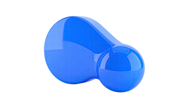 Two merged blue spheres, glossy surface