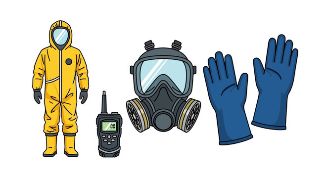 Hazardous Material Safety Equipment Illustration