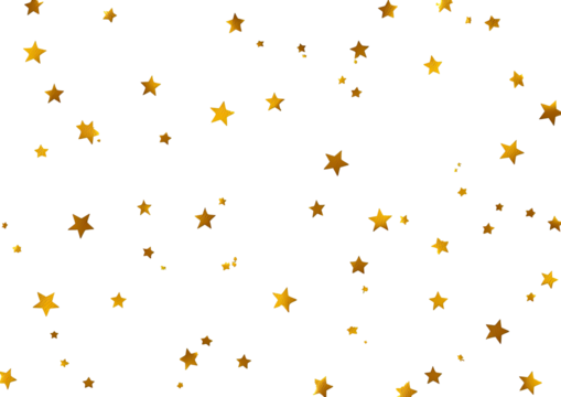 Scattered gold stars fall on a dark, empty background