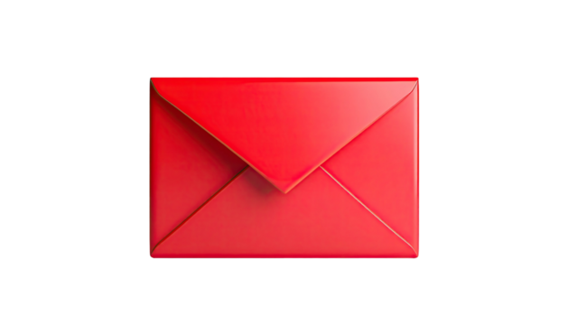 Glossy red envelope, centered on black - Powered by Adobe