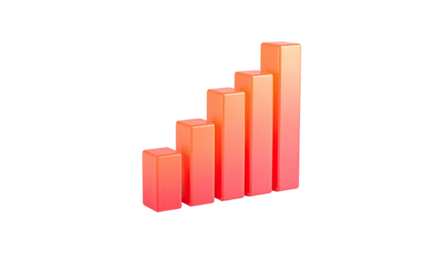 Coral bar graph showing incremental progress on black