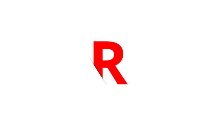 red letter R is on a plain white background with a cut effect.