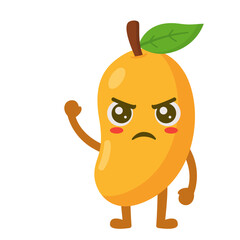 Cartoon Mango Character with Angry Expression Flat Illustration
