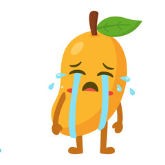 Crying Mango Cartoon Character with Tears Flat Illustration