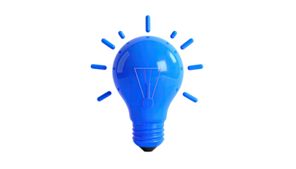 Azure bulb with radiating lines, idea on black