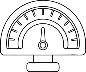 Analog gauge outline illustration showing classic measurement scale with center needle indicating progress levels