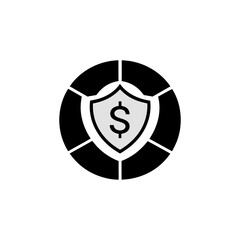 Financial security shield icon for investment protection and money safety plan |editable svg