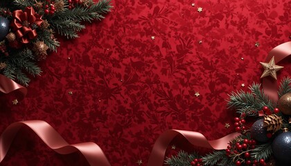Elegant Christmas background with festive red and gold decorations for stunning designs