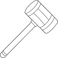 Gavel simple outline drawing representing classic courtroom tools used for justice decisions and official rulings