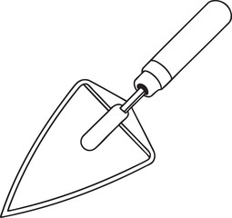 Hand trowel outline illustration showing gardening tool ideal for soil digging planting and outdoor cultivation
