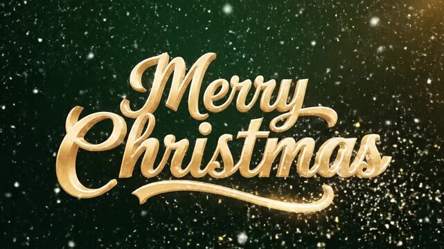 Festive Christmas Animation with Glittering Gold Script and Sparkling Effects