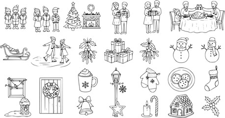 Hand-Drawn Christmas Icon Set: Festive Season Vector Illustrations