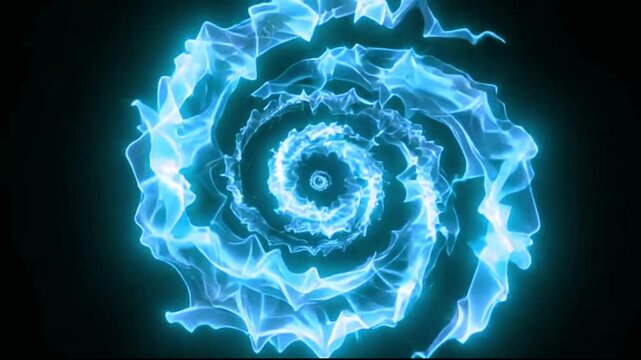 ゲーム背景　らせん状に広がるカラフル炎魔法エフェクト火の攻撃オーラ動画