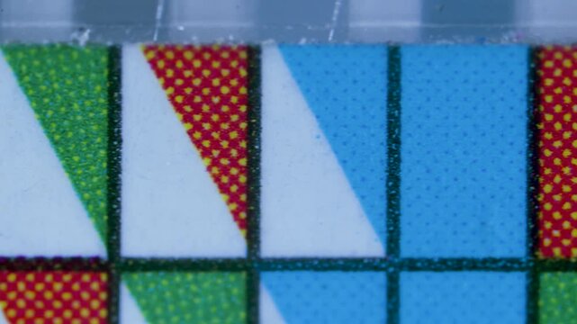 LAN Cat5 cable connector color codes under microscope