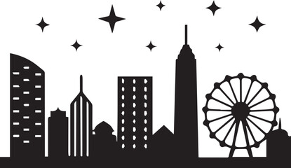 Perth City Skyline Silhouette Vector, City Icon, Logo