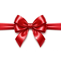 A vibrant red satin ribbon tied into a classic bow perfect for gift wrapping and celebrations isolated on white background