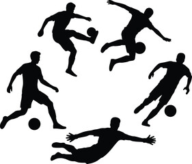 Dynamic Soccer Players Silhouettes in Action Teamwork and Skillful Play