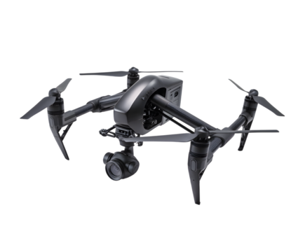 Black drone with camera isolated on transparent background is ready for flight - Powered by Adobe
