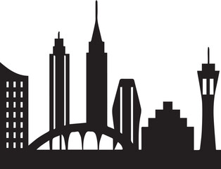 Perth City Skyline Silhouette Vector, City Icon, Logo